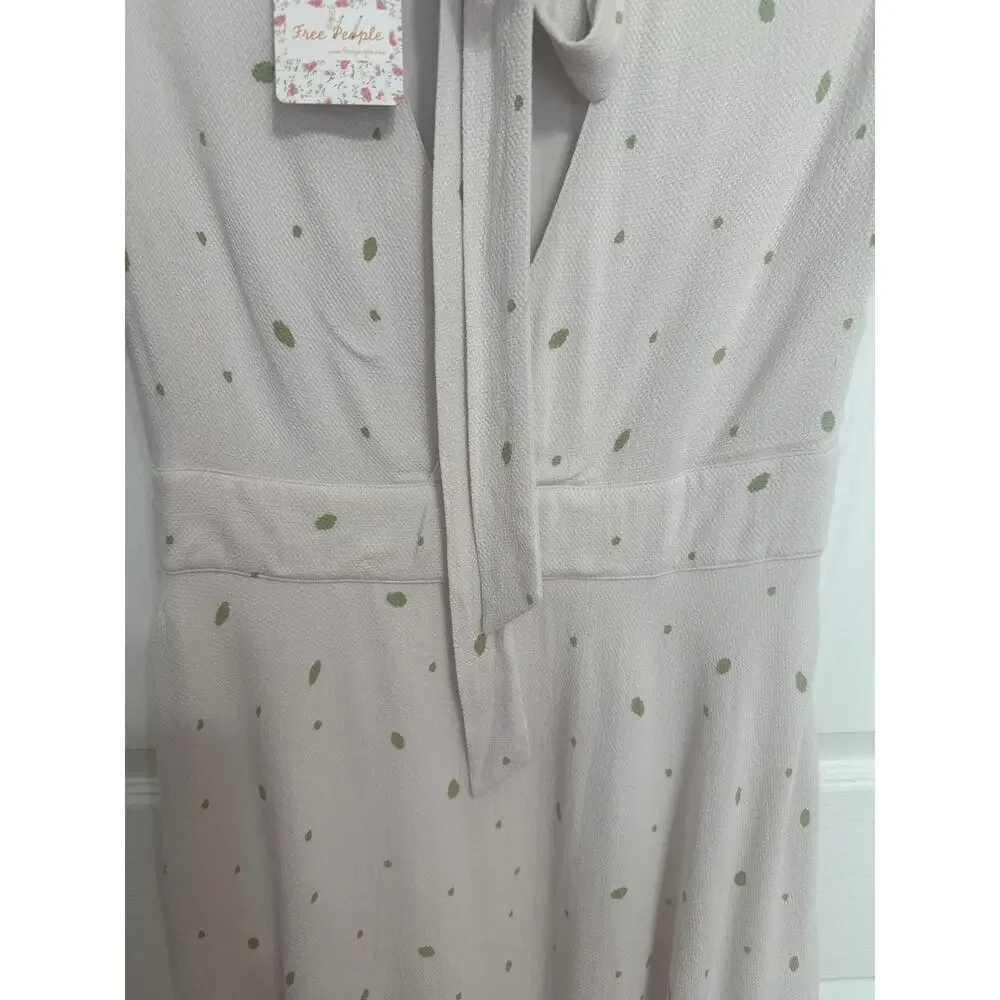 Free People NWT Abbie Printed Fit and Flare Ivory Mini Dress Size 8